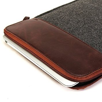 GMYLE Sleeve Felt for The New Macbook 12 inch with Retina Display- Dark Grey & Brown Soft Sleeve Bag Case Cover
