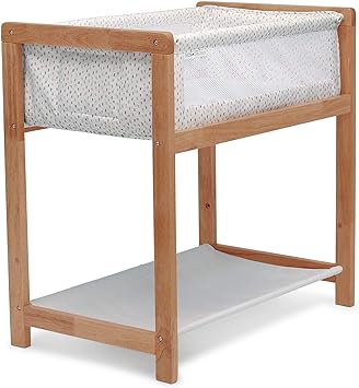 Delta Children Classic Wood Bedside Bassinet Sleeper Portable Crib with HighEnd Wood Frame, Paint Dabs