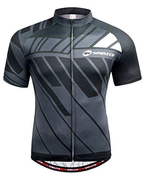 sponeed Men's Cycling Jerseys Tops Biking Shirts Short Sleeve Bike Clothing Full Zipper Bicycle Jacket Pockets
