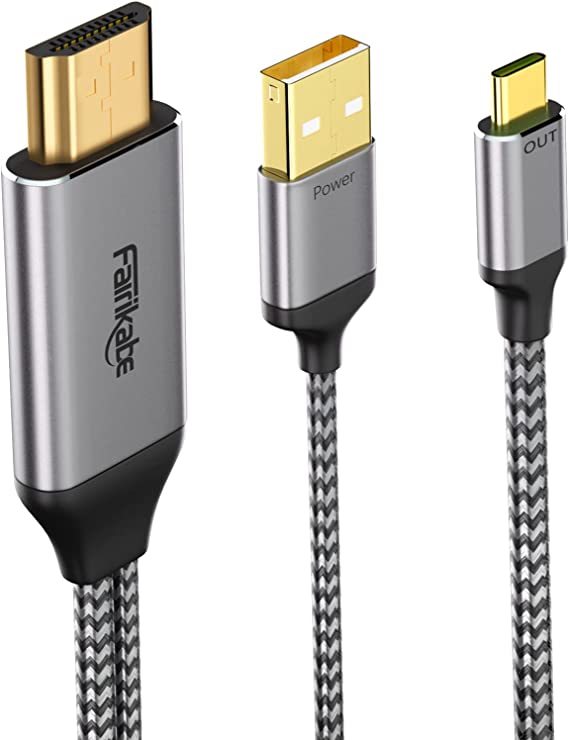 fairikabe HDMI to USB C Adapter Cable 4K60Hz 6.6FT, HDMI Source Input to USB Type C Output Display Converter, HDMI 2.0, USB Powered, Thunberbolt 3 Compatible, for USB-C Portable Monitor