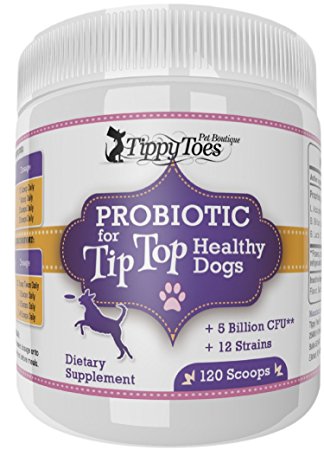 DOG PROBIOTIC POWDER Relieves Dog Diarrhea Bad Breath Improves Digestion Gas Relief Tummy Problems and Doggy Allergies 12 strains 5 Billion CFU & Enzymes 120 day supply