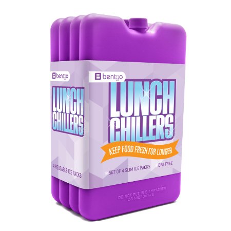 Bentgo Ice Lunch Chillers - Ultra-thin Ice Packs (4 Pack - Purple)