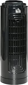 HOMCOM Ventilateur de table ventilateur colonne 20 W tour silencieux fonction d'oscillation automatique 70° et 3 niveaux de vitesses hauteur 32,5 cm noir