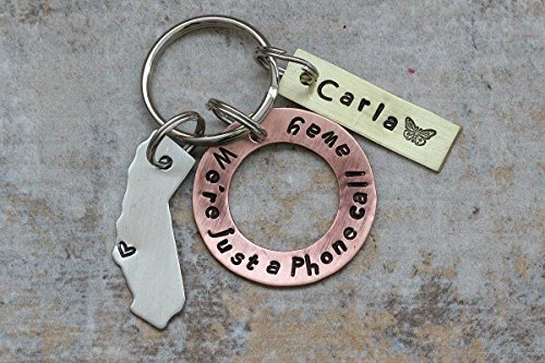 State, any state, three 3 piece key chain. Buy just the state with heart stamp or state with washer, state with name bar, or all three