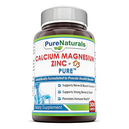 Pure Naturals Calcium Magnesium Zinc Dietary Supplement, 300 Count
