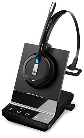 Sennheiser Enterprise Solution SDW 5016 Single-Sided Wireless DECT Headset for Desk Phone Softphone/PC& Mobile Phone Connection Dual Microphone Ultra Noise Cancelling, Black