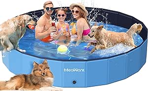 Meowant Extra Large Dog Pool Foldable 87'', Hard Plastic Dog Swimming Pool Kiddie Pool, Collapsible Dog Pet Bath Pool, Portable Deep Dog Pools for Large Dogs (4XL-87'' × 16'')