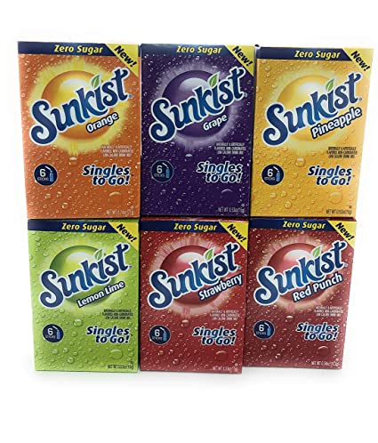 Sunkist Singles to Go Variety Pack of 6 Flavors
