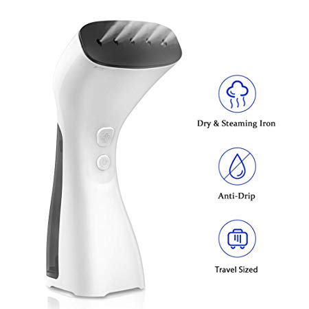 SUPALAK Handheld Steamer for Clothes, Travel Garment Steamer for Clothing Dry & Steam Iron 360°Anti-Drip Powerful 2 Steaming Modes Portable Mini Small Steamer Fabric Wrinkle Remover for Home Travel