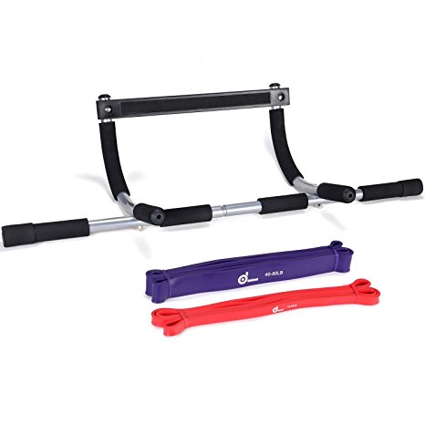 5 Packs Pull Up Assist Bands, Odoland Pull Up Straps, Resistance Bands with Door Anchor and Handles, Stretch Mobility, Powerlifting and Extra Durable Exercise Bands with eGuide