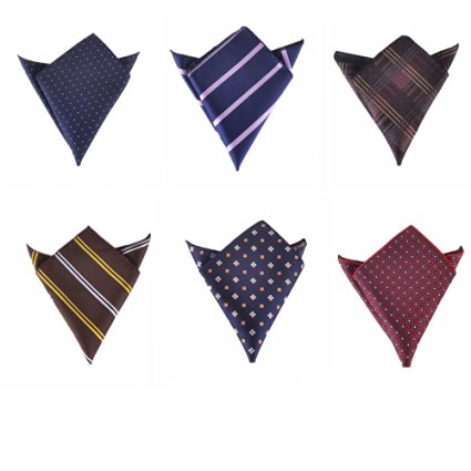Hello Tie Men's Jacquard Pocket Squares Handkerchiefs 6pcs/lot Multicolor