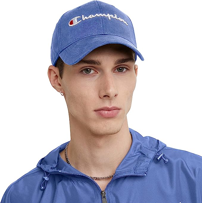 Champion Men's Hat, Classic Twill Hat, Cotton, Baseball Cap for Men With Leather Back Strap