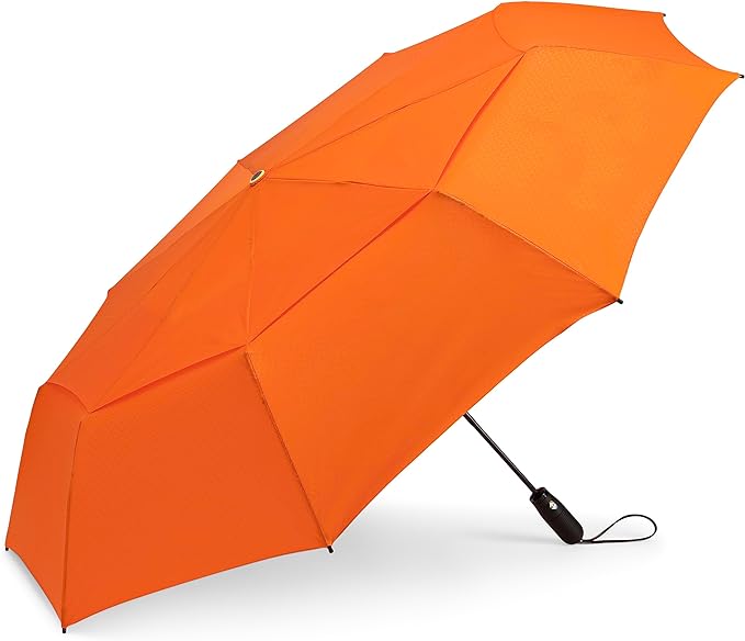 ShedRain Vortex Automatic Jumbo Compact Folding Windproof Travel Umbrella – Push Button Open & Close - Rain & Windproof Vented Double Canopy – Protect from Rain, Sun & Wind - Wind Tunnel Tested to 75 mph