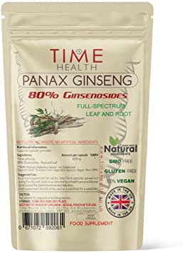 Panax (Korean) Ginseng Extract Capsules - 420mg per Capsule - Maximum Strength 80% Ginsenosides - Full-Spectrum Leaf and Root - Zero Additives - Pullulan (120 Capsule Pouch)