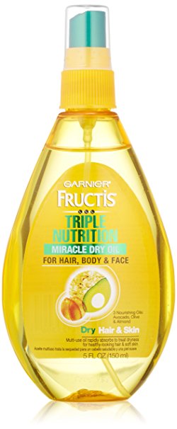 Garnier Fructis Triple Nutrition Miracle Dry Oil for Hair, Face, and Body, 5 Fluid Ounce