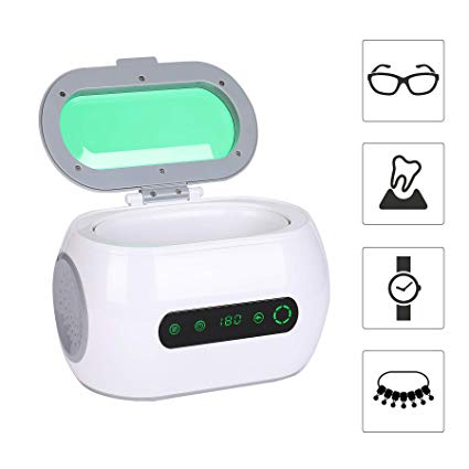 CO-Z Ultrasonic Jewelry Cleaner with Revolutionary LCD Touch Screen Ring Watches Polisher Eyeglass Coins Dental Supplies Cleaning Machine with Digital Timer, 110V, Visible Cover & Ergonomic Holder