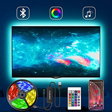 LED Strip Lights with Remote & App 3M, Music Sync 9.8ft LED TV Backlights for 40-60 inch TV, 5050rgb Colour Changing & Timer Schedule USB LED Lights for Bedroom Decor HDTV Computer Monitor Screen