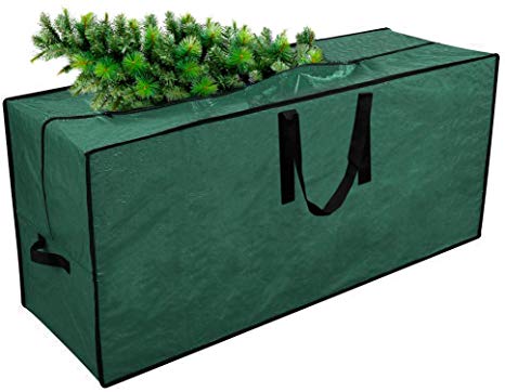 Primode Xmas Tree Storage Bag | Fits Up to 9 Ft. Tall Disassembled Tree I 65” x 15” x 30” Holiday Tree Storage Case | Protective Zippered Artificial Xmas Tree Bag with Handles (Green)