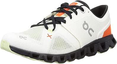 On Men's Cloud X 3 Sneakers, Ivory/Flame, 12