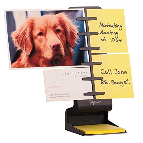 NoteTower Desktop Mini Black - Sticky Note Organizer and Paper Holder - Holds and Displays Photos, Sticky Notes and Business Cards   Bonus 50 Sheet 3x3 Sticky Note Pad