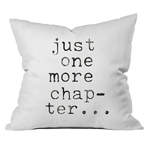 Just One More Chapter Throw Pillow Cover - Library Book Lovers Gifts - Bibliophile (1 18x18 inch, Pillowcase)