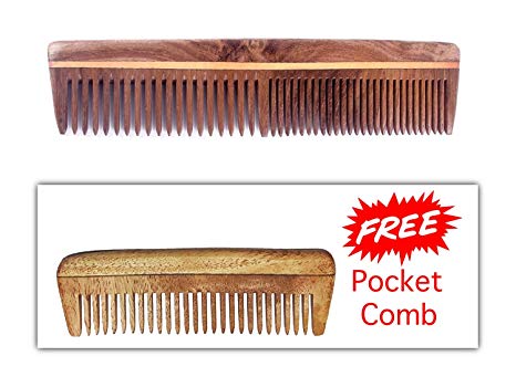 Majik Neem Wood Comb, Combo Natural Neem Wooden Comb For Hair Growth For Men And Women, 15 Gram, Pack Of 1