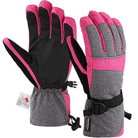 Andake Ski Gloves for Women, 3M Thinsulate Warm Gloves, Touchscreen Winter Gloves, Waterproof Membrane Layer & Adjustable Cuff, Best for Riding, Snowboarding, Skiing and Other Winter Sports