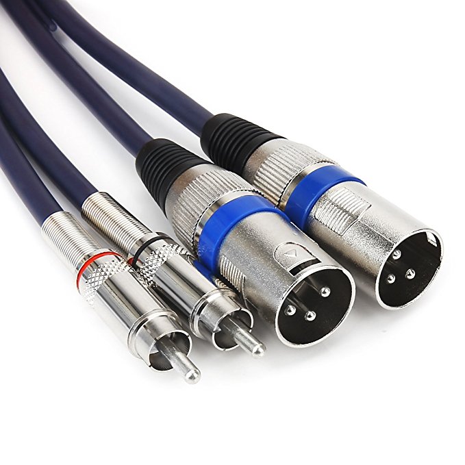 TISINO Dual RCA to XLR Male Cable, 2 XLR to 2 RCA/Phono Plug HiFi Stereo Audio Connection Microphone Cable Wire Cord - 5 Feet / 1.5m