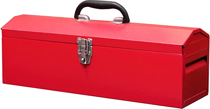 Big RED TB101 Torin 19" Hip Roof Style Portable Steel Tool Box with Metal Latch Closure and Removable Storage Tray, Red