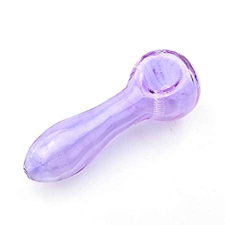 Adam Newest Unbreakable Portable 4-Inch Handmade Art Collection Glass Tube for Man Women Boys Girls Gift Pipr (Spiral Striped Light Purple)