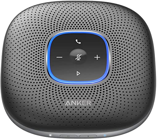 Anker PowerConf Bluetooth Speakerphone with 6 Microphones, Enhanced Voice Pickup, 24H Call Time, Bluetooth 5, USB C, Bluetooth Conference Speaker Compatible with Leading Platforms, for Home Office