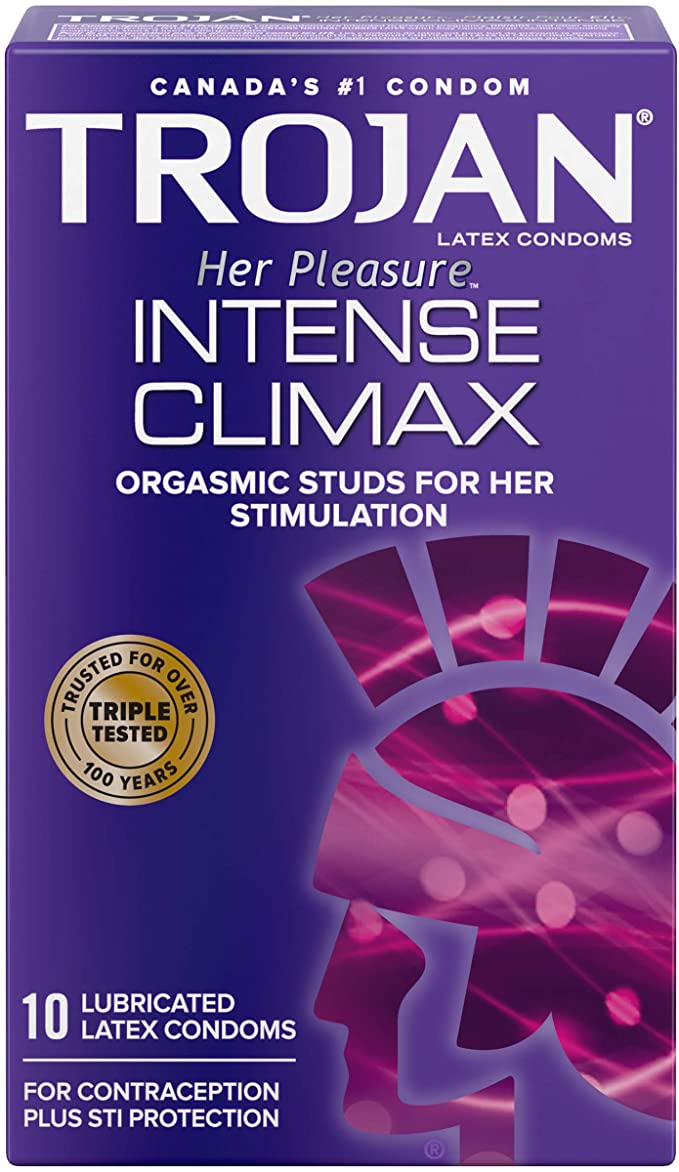TROJAN Her Pleasure Intense Climax Lubricated Latex Condoms, 10 count