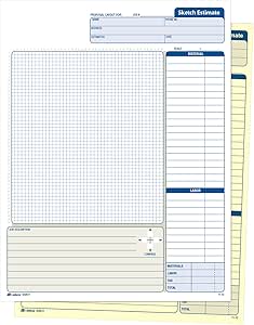 Adams Sketch Estimate Book, Carbonless, 2-Part, White/Canary, 8-3/8 x 11-7/16 Inches, 25 Sets (DC8511)