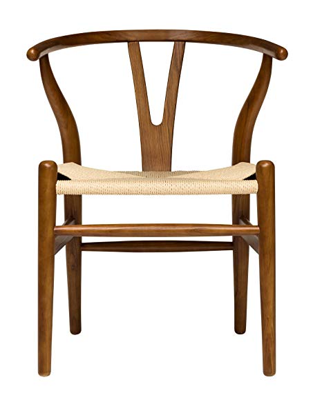 Hans Wegner Wishbone Style Woven Seat Chair (Walnut with Natural Cord)