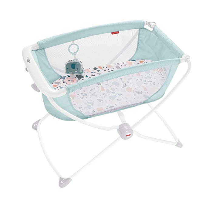 Fisher-Price Rock with Me Bassinet - Pacific Pebble, Portable Rocking Baby Bassinet