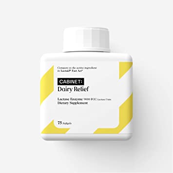Cabinet Fast Acting Dairy Relief Lactose Enzymes, 75 Softgels, Help Prevent Gas, Bloating, Diarrhea, Intolerance, or Sensitivity, Comparable to Lactaid
