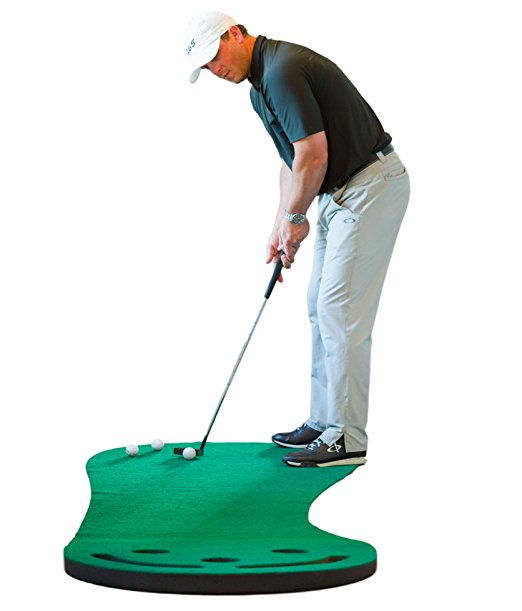 Golf Putting Green & Indoor Mat 9'x3' (Designed By Shaun Webb, PGA Pro & Golf Digest’s Top Teacher) Premium Backing, No Creases, Deeper Holes, Thicker & Wider Surface - Great for Home or Office.