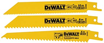 DEWALT DW4853 Woodcutting Reciprocating Saw Blade Set, 3-Piece