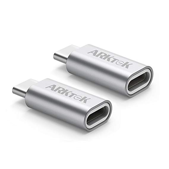 ARKTEK USB-C Adapter Compatible with Apple (Female) to USB Type C (Male) 5 Gbps Data Sync and Charging for Apple New MacBook Samsung S9 Chromebook Pixel and More (Pack of 2, Silver)