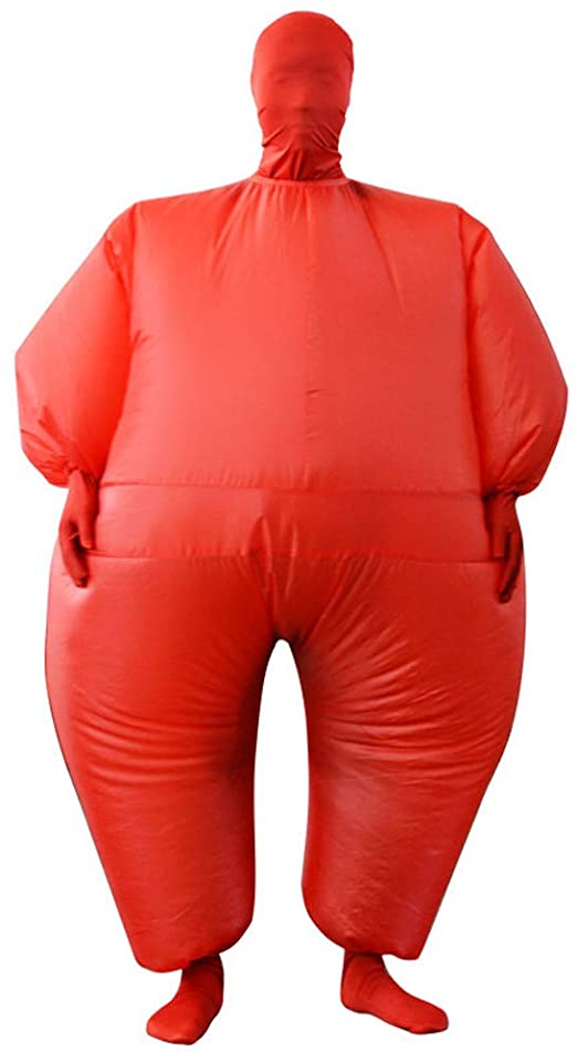 Hi Suyi Inflatable Muscle Man Sumo Suit Fat Chub Suit Second Skin Fancy Dress Party Halloween Costume Adult Size Red