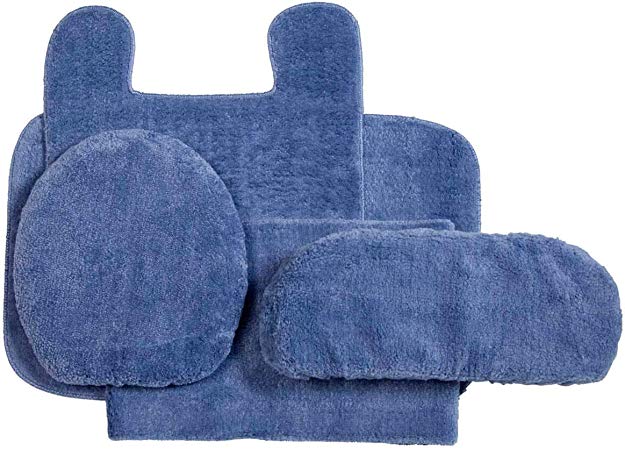 Madison Industries 5 Piece Rug and Toilet Tank Set, Blue