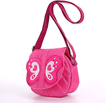 Hipiwe Kids Crossbody Purse Bag Pink Butterfly Mini Messenger Shoulder Purse Handbag with Strap