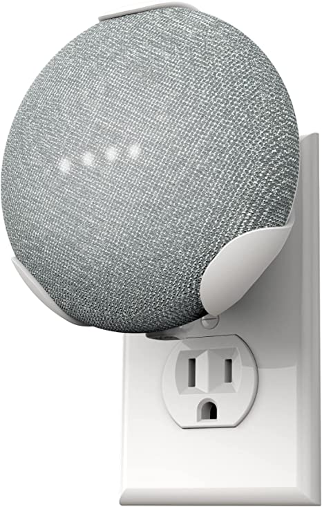 PowerClip Outlet Mount for Google Nest Mini (Chalk), Speaker Wall Hub for 2nd Generation Google Nest Smart Home Devices, Space Saving, Uses One Outlet Only, Great for Mounting Google Mini Speaker
