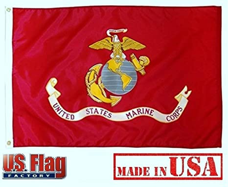 US Flag Factory 2x3 FT US Marine Corps Flag Outdoor SolarMac (Made in USA) Flag (2'x3')