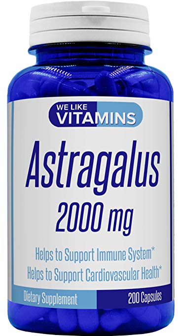 Astragalus 2000mg – 200 Capsules (Non GMO & Gluten Free) – Astragalus Supplement – Helps Support Strong Immune Function and Cardiovascular System