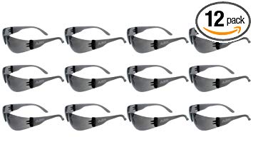 ABN Safety Glasses Protective Eyewear 12-Pack in Gray Smoke Shade – UV Protective ANSI Standard Lens Protective Glasses