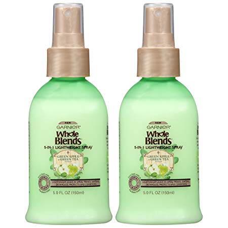 Garnier Hair Care Whole Blends Refreshing 5-in-1 Lightweight Detangler Spray with Green Apple & Green Tea Extracts for Normal Hair, 2 Count