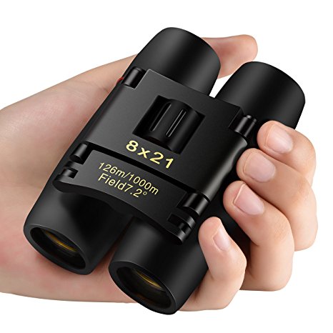 Mini Binoculars, TOPELEK Compact Binoculars Folding 8x21 Binoculars Portable Telescope Fully Coached for Adults & Kids Bird Watching, Hiking, Airplane Trip, Sports Events