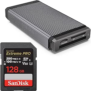 SanDisk 128GB Extreme PRO SDXC UHS-II Memory Card with SanDisk Professional PRO-Reader Multi-Card – Multi-Slot High Performance Card Reader