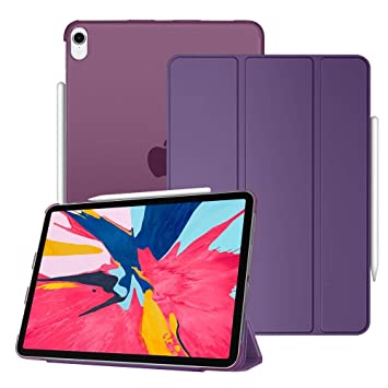 Oaky Case for iPad Pro 11" 2018 Translucent Back Case and Trifold Stand Cover with Support iPad Pencil Charging for iPad Pro 11 inch Case Cover [Model - A1980/A2013/A1934/A1979] - Purple